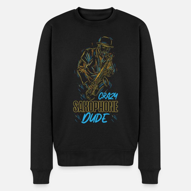 Saxophone Crazy Saxophone Dude - Pull Premium bio Homme - noir