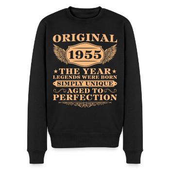 Jahrgang 1955 Geburtstag Einfach Einzigartig - Männer Premium Bio Pullover - Schwarz - Vorne - Nico (187cm)