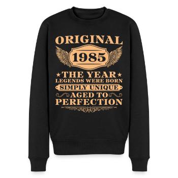 Jahrgang 1985 Geburtstag Einfach Einzigartig - Männer Premium Bio Pullover - Schwarz - Vorne - Nico (187cm)