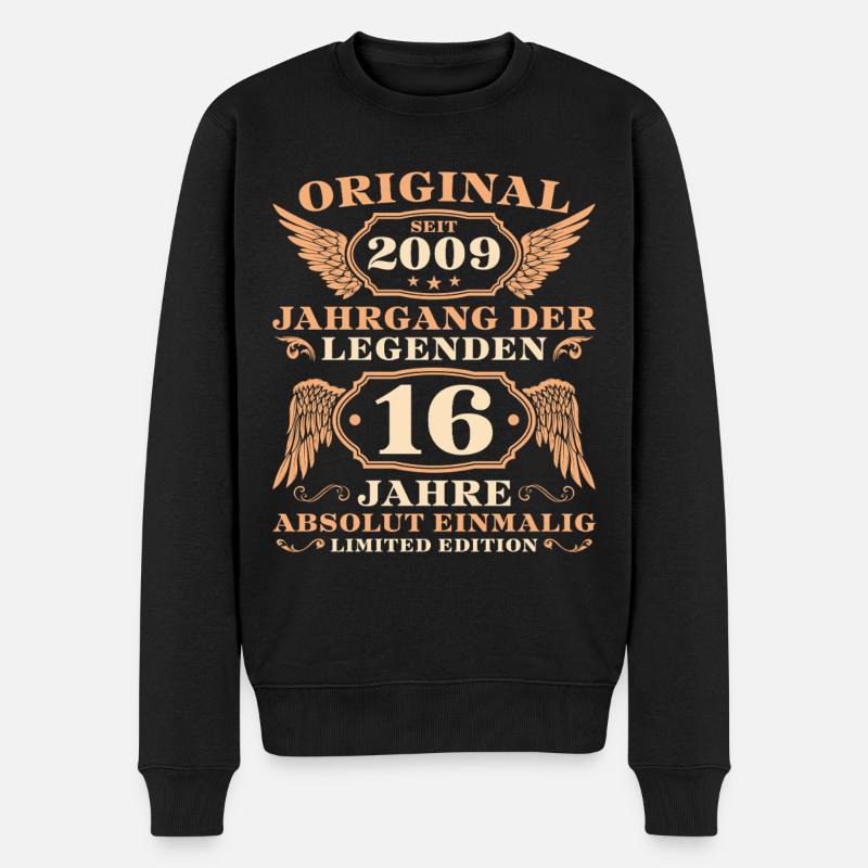 Original 2009 Jahrgang der Legenden 16 Jahre - Männer Premium Bio Pullover - Schwarz