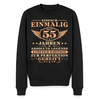 55. Geburtstag Einfach Einmalig seit 55 Jahren - Männer Premium Bio Pullover - Schwarz - Vorne - Nico (187cm)