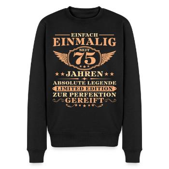 75. Geburtstag Einfach Einmalig seit 75 Jahren - Männer Premium Bio Pullover - Schwarz - Vorne - Nico (187cm)