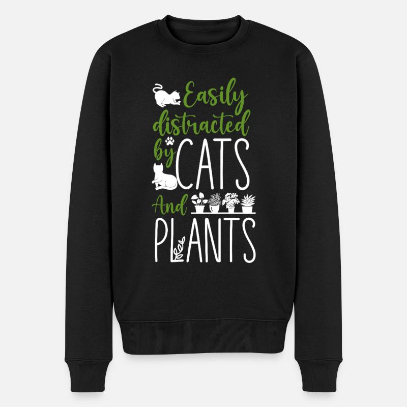 Plant Lover Gardening Cat Easily - Männer Premium Bio Pullover - Schwarz