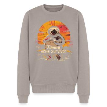 Lustiges Faultier Meme Bauchschmerzen - Männer Premium Bio Pullover - Taupe - Vorne - Nico (187cm)
