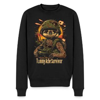 Lustiges Faultier Meme Bauchschmerzen - Männer Premium Bio Pullover - Schwarz - Vorne - Nico (187cm)