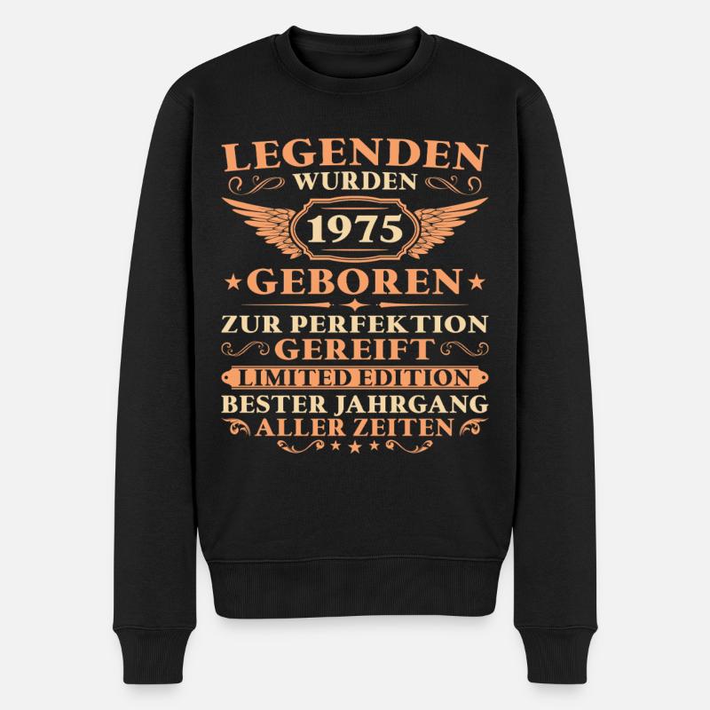 Legenden wurden 1975 geboren 50 Jahre - Männer Premium Bio Pullover - Schwarz