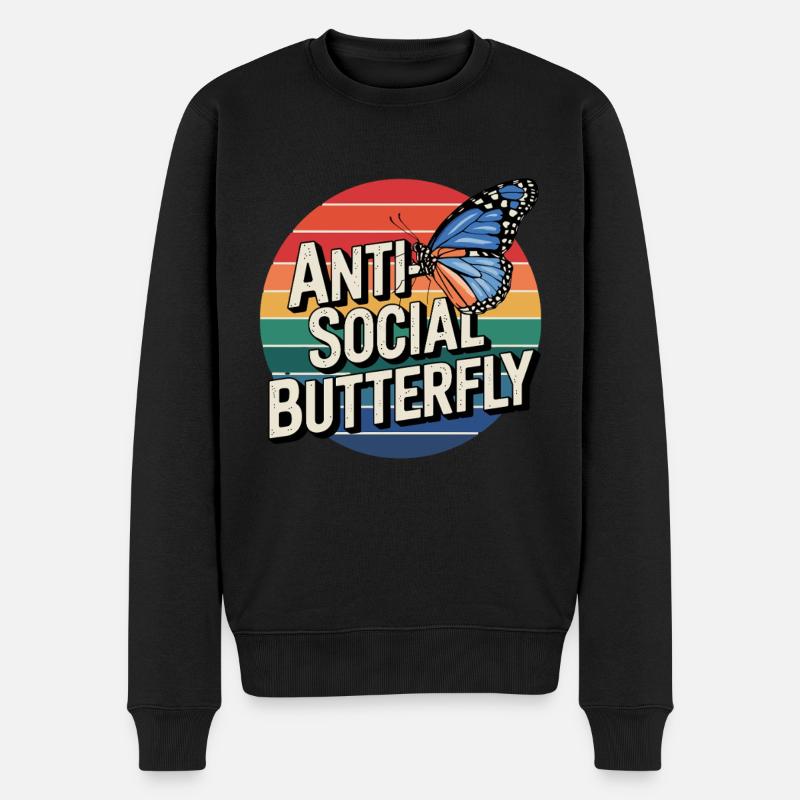 Butterfly No Talking Leave Alone - Økologisk premium-sweatshirt til mænd - sort
