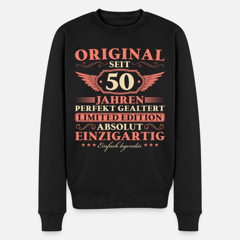Original 50 Jahre Perfekt Gealtert 50. Geburtstag - Männer Premium Bio Pullover - Schwarz