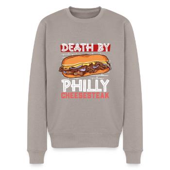 Death by Philly Cheesesteak - Men's Premium Organic Jumper - taupe - Front - Nico (187cm)