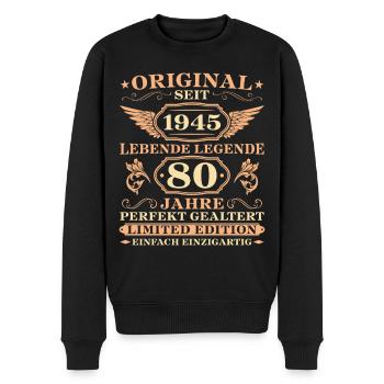 80 Geburtstag Geboren Jahrgang 1945 - Männer Premium Bio Pullover - Schwarz - Vorne - Nico (187cm)