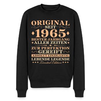 Original 1965 Jahrgang Geburtstag 60 Jahre - Männer Premium Bio Pullover - Schwarz - Vorne - Nico (187cm)