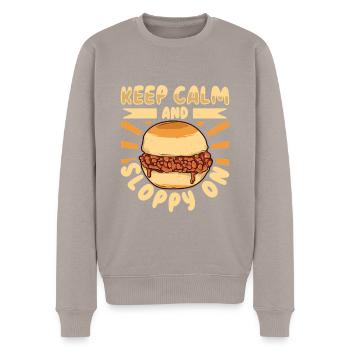 Bleib ruhig und ess nen Sloppy Joe - Männer Premium Bio Pullover - Taupe - Vorne - Nico (187cm)