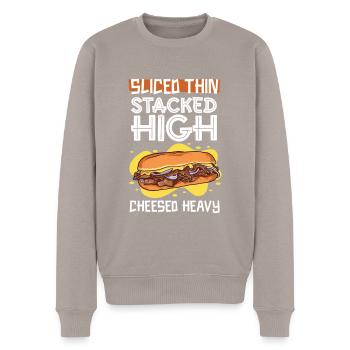 Thinly Sliced - Philly Cheesesteak - Men's Premium Organic Jumper - taupe - Front - Nico (187cm)