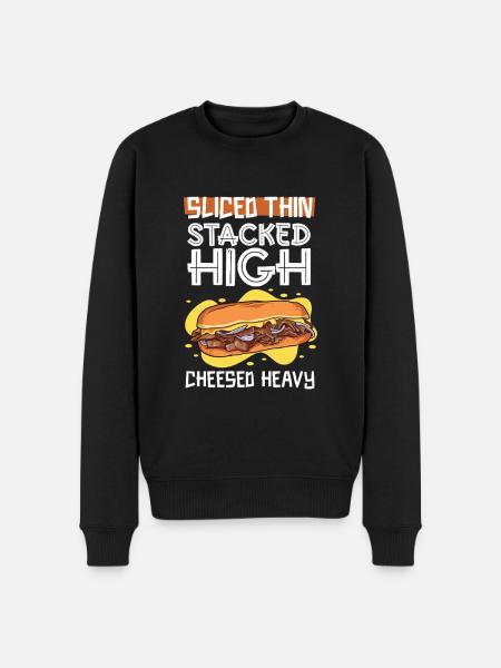 Thinly Sliced - Philly Cheesesteak - Men's Premium Organic Jumper - black
