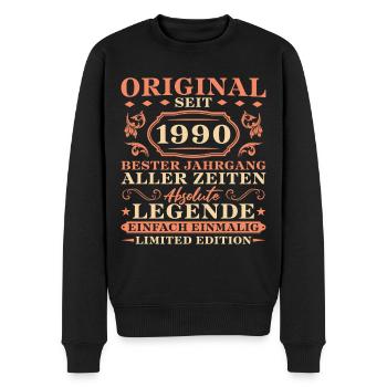 Original seit 1990 Jahrgang Geburtstag - Männer Premium Bio Pullover - Schwarz - Vorne - Nico (187cm)