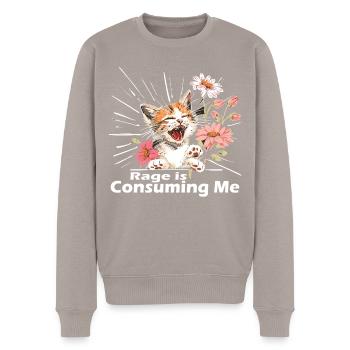 Cat Rage Consumes Me Humor Meme - Männer Premium Bio Pullover - Taupe - Vorne - Nico (187cm)