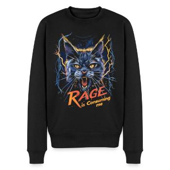 Cat Rage Consumes Me Humor Meme - Männer Premium Bio Pullover - Schwarz - Vorne - Nico (187cm)