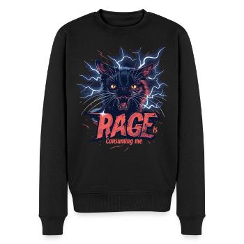 Cat Rage Consumes Me Humor Meme - Männer Premium Bio Pullover - Schwarz - Vorne - Nico (187cm)