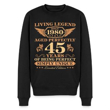 1980 Jahrgang geboren Einzigartig 45 Geburtstag - Männer Premium Bio Pullover - Schwarz - Vorne - Nico (187cm)