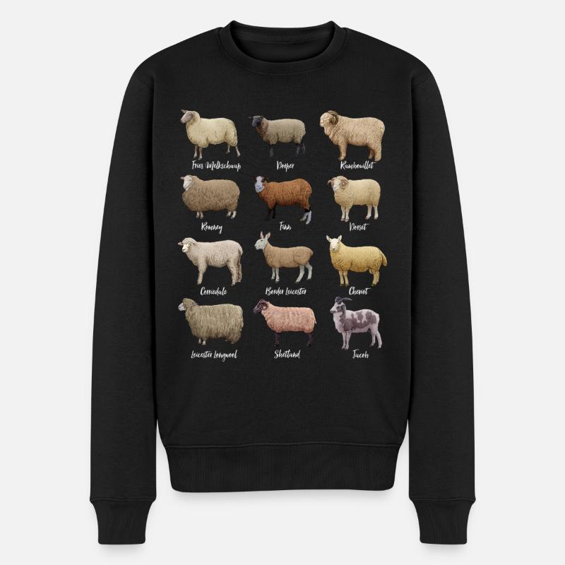 Schaf Zeichnungen - Schafrassen - Männer Premium Bio Pullover - Schwarz