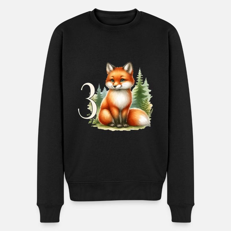 Mit Fuchs - Kinder Geburtstag 3 Jahre - Männer Premium Bio Pullover - Schwarz