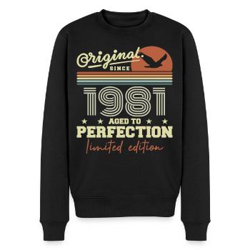Original 1981 Geburtstagsgeschenk 1945 Retro 1981 - Männer Premium Bio Pullover - Schwarz - Vorne - Nico (187cm)
