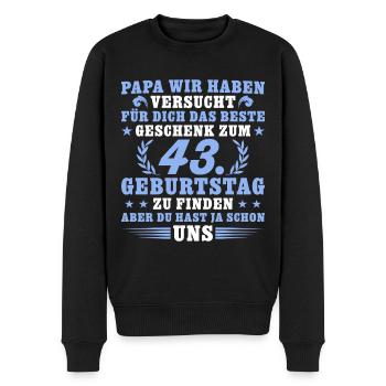 43 Jahre alt Papa 43. Geburtstag Geschenk - Männer Premium Bio Pullover - Schwarz - Vorne - Nico (187cm)