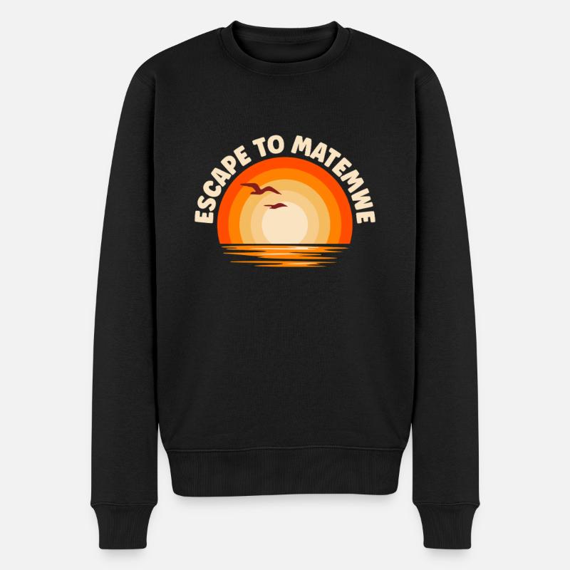 Ich fliehe nach Matemwe - Männer Premium Bio Pullover - Schwarz