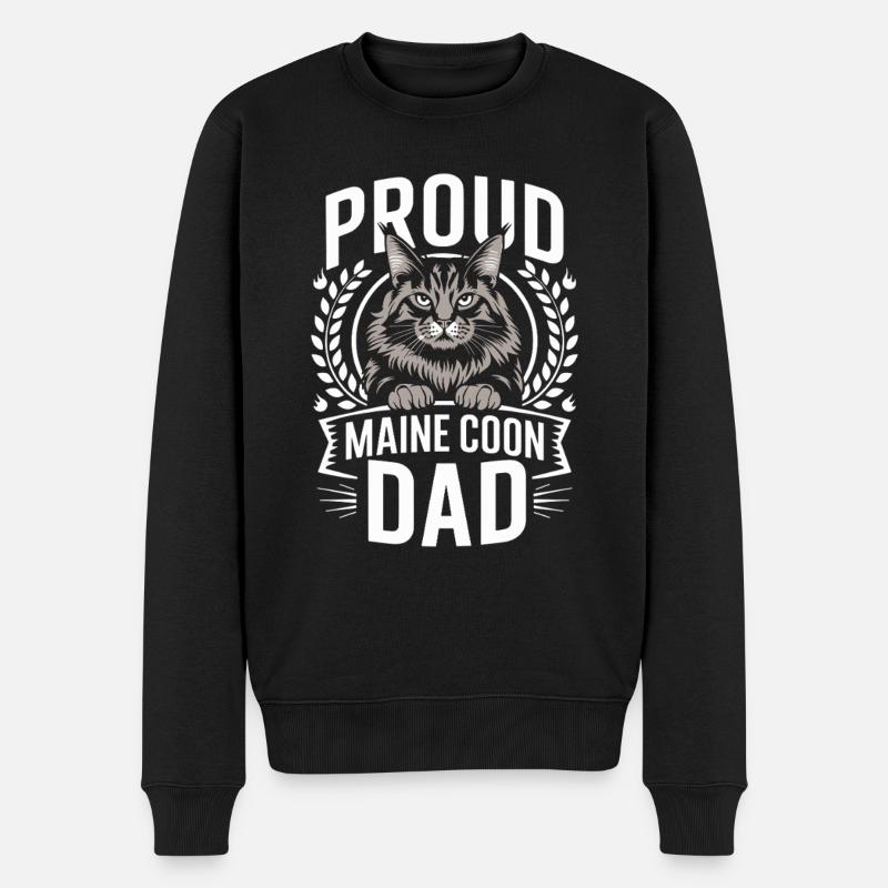 Stolzer Maine Coon Papa Katze Liebhaber Design - Männer Premium Bio Pullover - Schwarz