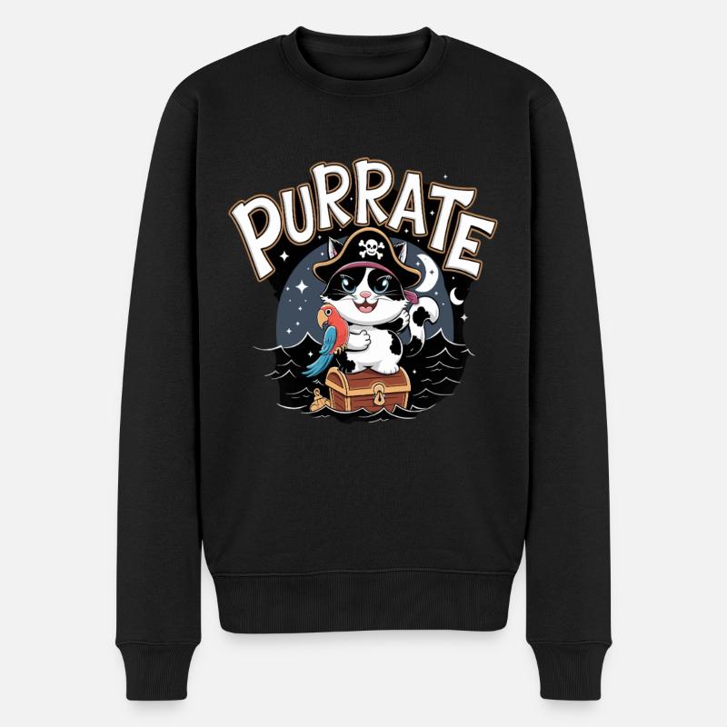 Purrate Cat : le chat pirate aventureux - Pull Premium bio Homme - noir
