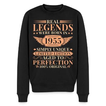 70 Jahre Einzigartig Vintage Jahrgang 1955 - Männer Premium Bio Pullover - Schwarz - Vorne - Nico (187cm)