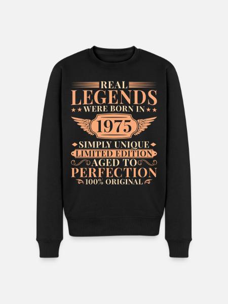 50 Jahre Einzigartig Vintage Jahrgang 1975 - Männer Premium Bio Pullover - Schwarz