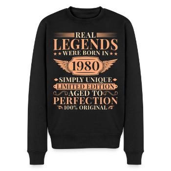45 Jahre Einzigartig Vintage Jahrgang 1980 - Männer Premium Bio Pullover - Schwarz - Vorne - Nico (187cm)