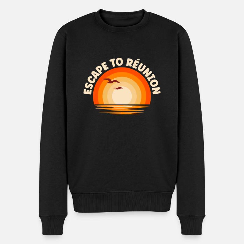 Ich fliehe nach Réunion - Männer Premium Bio Pullover - Schwarz