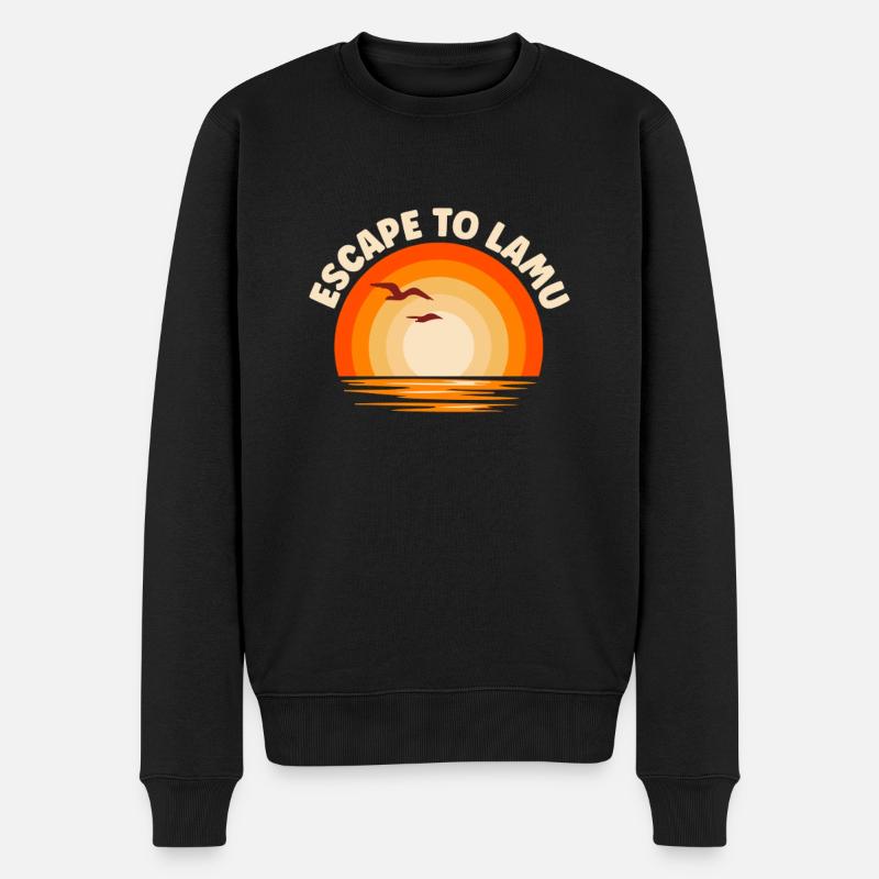 Ich fliehe nach Lamu - Männer Premium Bio Pullover - Schwarz