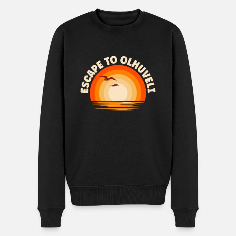 Ich fliehe nach Olhuveli - Männer Premium Bio Pullover - Schwarz