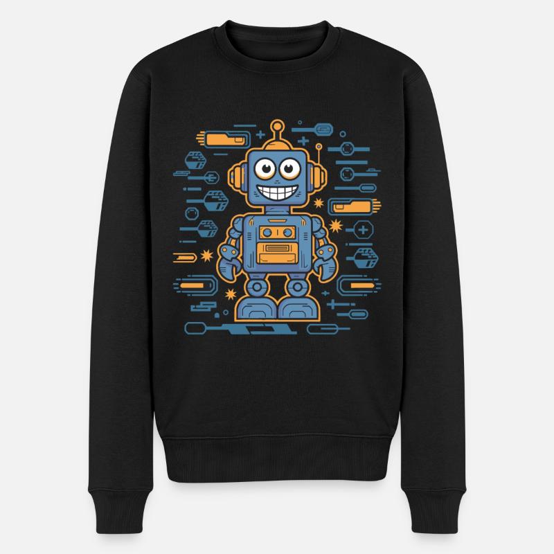 Fröhlicher Roboter Mit Zahnrädern Und - Männer Premium Bio Pullover - Schwarz