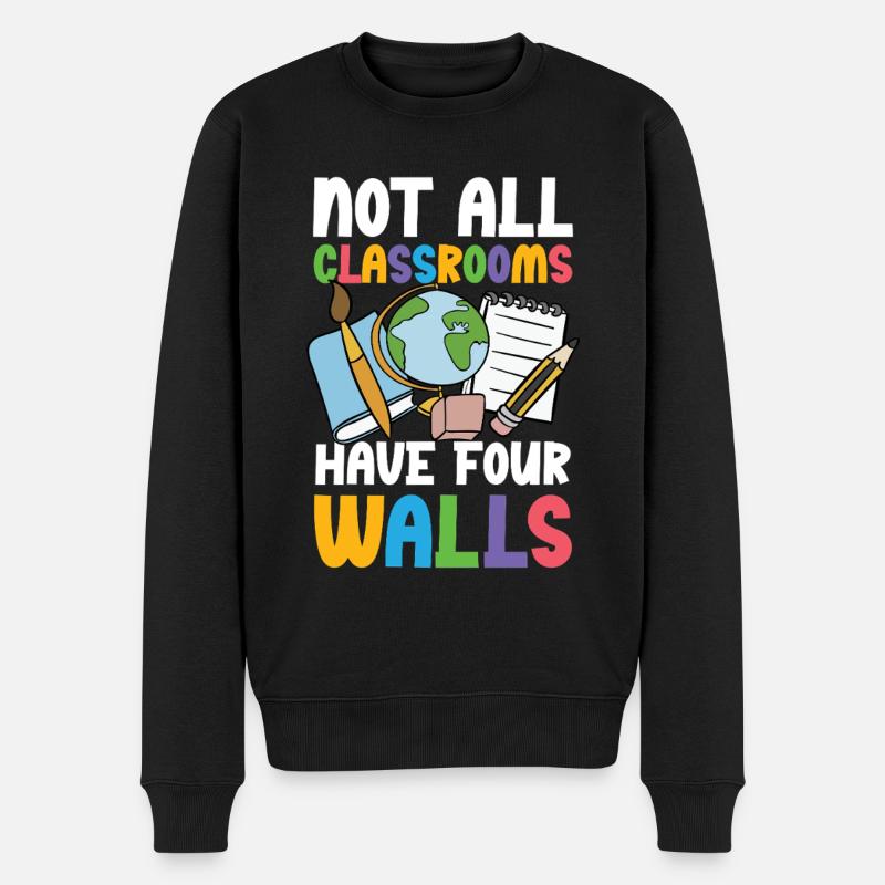 Nicht Alle Klassenzimmer Haben Vier Wände - Männer Premium Bio Pullover - Schwarz