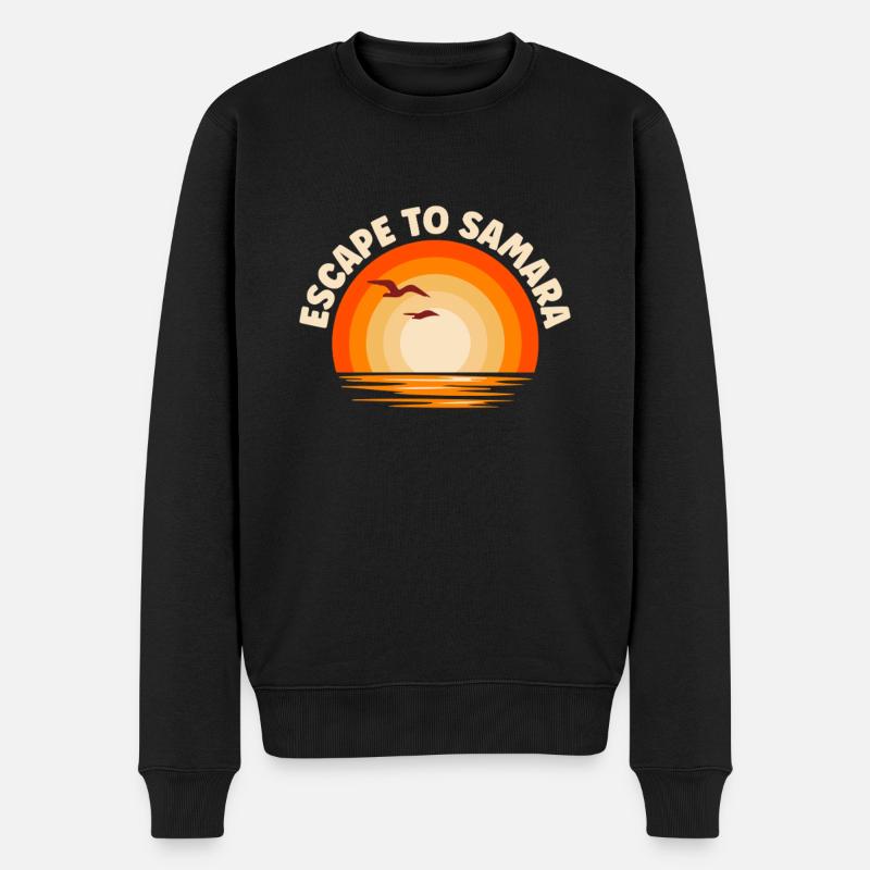 Ich fliehe nach Samara - Männer Premium Bio Pullover - Schwarz