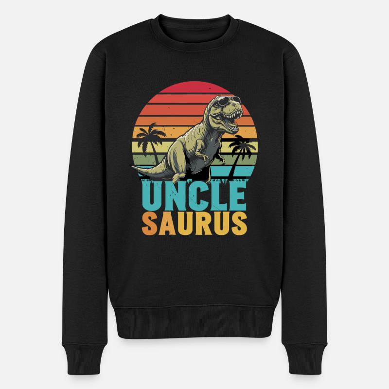Unclesaurus Retro Dinosaur Motiv mit - Männer Premium Bio Pullover - Schwarz