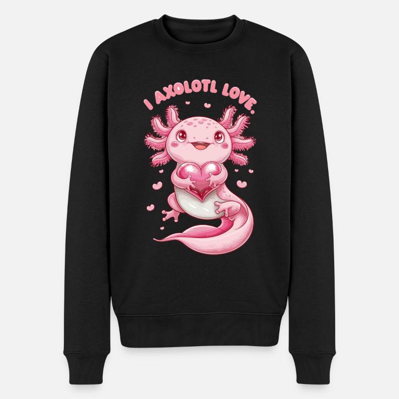 Axolotl Amour Coeur Câlin Mignon - Pull Premium bio Homme - noir