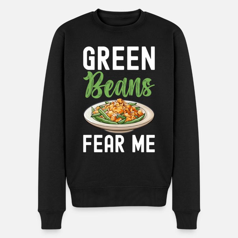 Casserole de haricots verts - Pull Premium bio Homme - noir