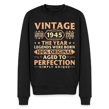 Geburtstag Geschenk 1945 Jahrgang geboren - Männer Premium Bio Pullover - Schwarz - Vorne - Nico (187cm)