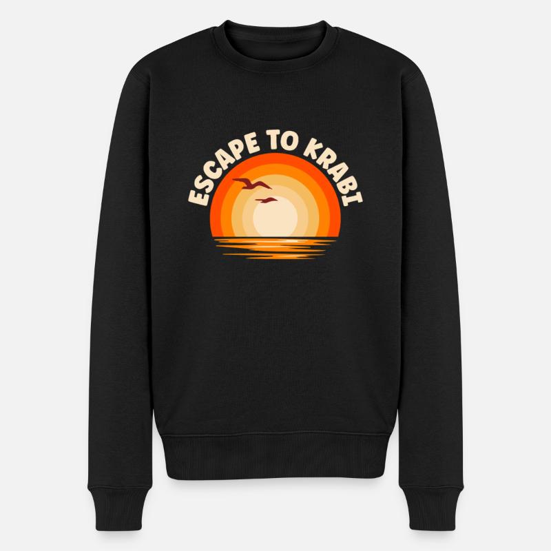 Ich fliehe nach Krabi - Männer Premium Bio Pullover - Schwarz