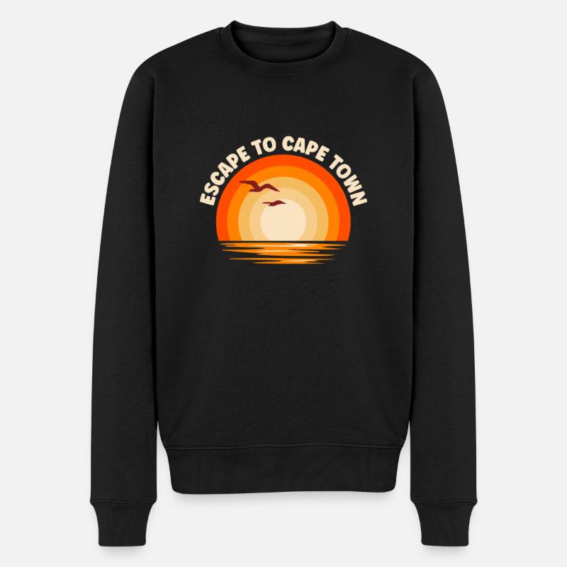 Ich fliehe nach Cape Town - Männer Premium Bio Pullover - Schwarz