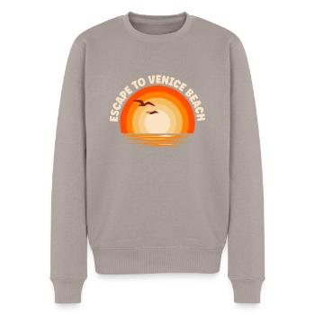 Ich fliehe nach Venice Beach - Männer Premium Bio Pullover - Taupe - Vorne - Nico (187cm)