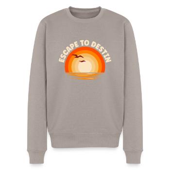 Je fuis vers Destin - Pull Premium bio Homme - taupe - Devant - Nico (187cm)