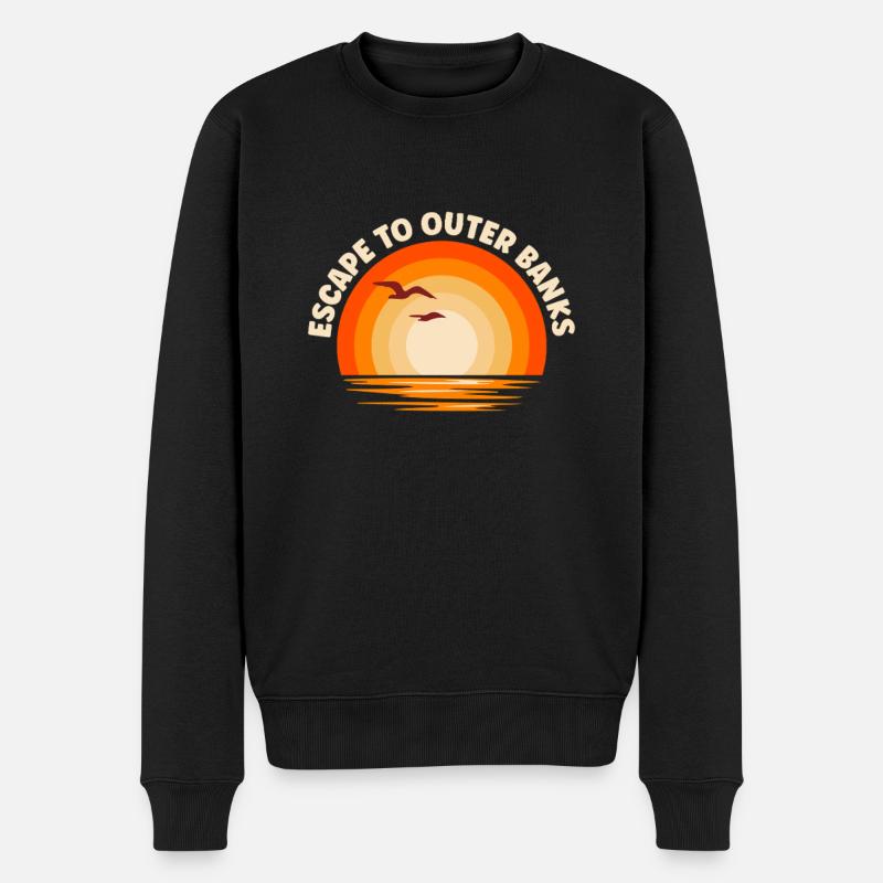 Ich fliehe nach Outer Banks - Männer Premium Bio Pullover - Schwarz