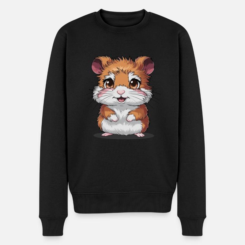 Niedlicher Hamster mit großen Augen und - Männer Premium Bio Pullover - Schwarz