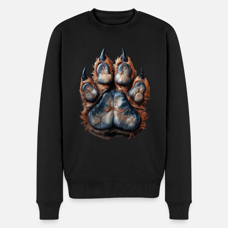 Detaillierter Wolfspfotenabdruck für - Männer Premium Bio Pullover - Schwarz